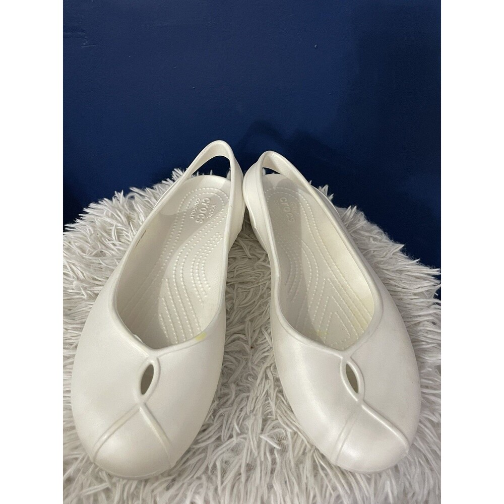 Crocs Olivia  Women White Sling Back Comfort Shoes Sandals Size 11